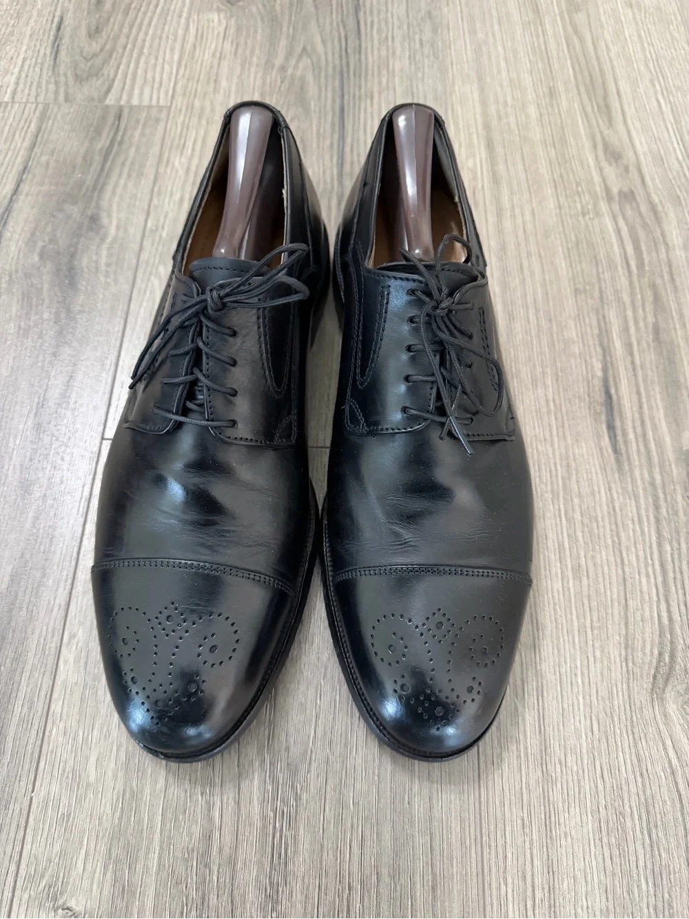 Johnston & Murphy Black Cap-Toe Derby Oxfords